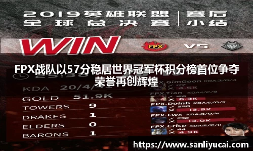 FPX战队以57分稳居世界冠军杯积分榜首位争夺荣誉再创辉煌