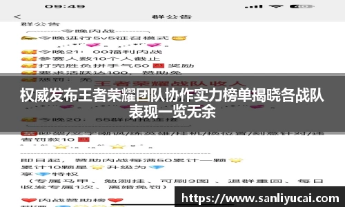 权威发布王者荣耀团队协作实力榜单揭晓各战队表现一览无余